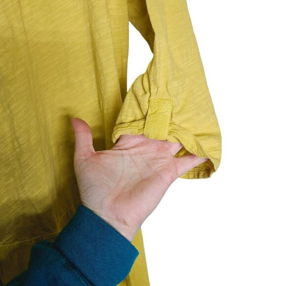 Fresh Produce Yellow Top‎ Mulitmedia Gauzy Back Button Detail Cotton Viscose XL - Picture 5 of 15